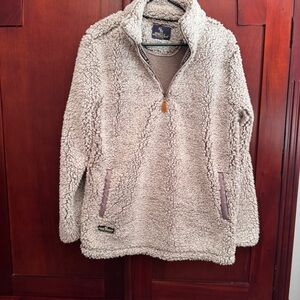 Simply Southern Gray Sherpa Quarter Zip Pullover Size Medium